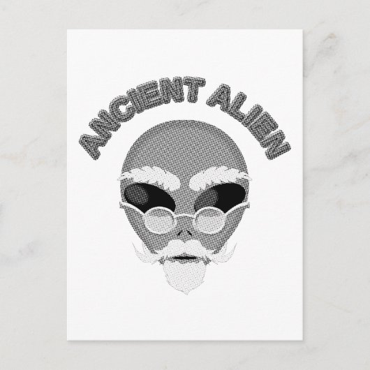 Ancient Alien Head Newsprint Briefkaart (Voorkant)