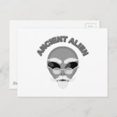 Ancient Alien Head Newsprint Briefkaart (Voorkant / Achterkant)