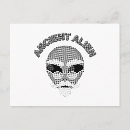 Ancient Alien Head Newsprint Briefkaart (Voorkant)