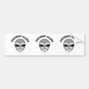 Ancient Alien Head Newsprint Bumpersticker