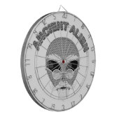 Ancient Alien Head Newsprint Dartbord (Voorkant Links)