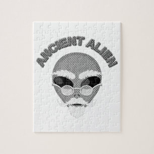 Ancient Alien Head Newsprint Legpuzzel