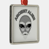 Ancient Alien Head Newsprint Metalen Ornament (Rechts)