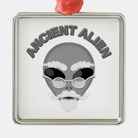 Ancient Alien Head Newsprint Metalen Ornament (Voorkant)