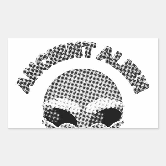 Ancient Alien Head Newsprint Rechthoekige Sticker (Voorkant)