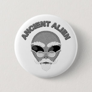 Ancient Alien Head Newsprint Ronde Button 5,7 Cm