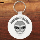 Ancient Alien Head Newsprint Sleutelhanger (Voorkant)