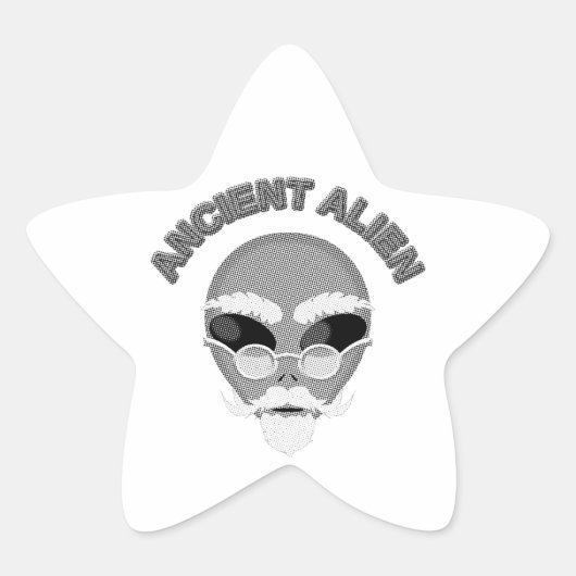 Ancient Alien Head Newsprint Ster Sticker (Voorkant)