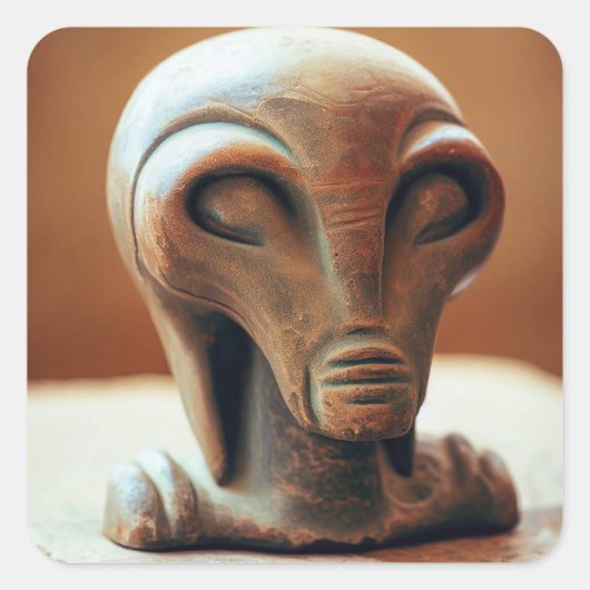 Ancient Alien Statue Vierkante Sticker (Voorkant)