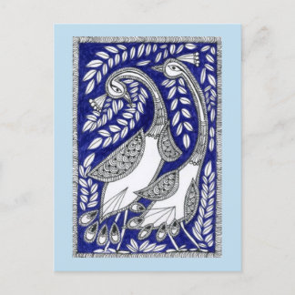Ancient Blue Kalamkari Post Card Briefkaart