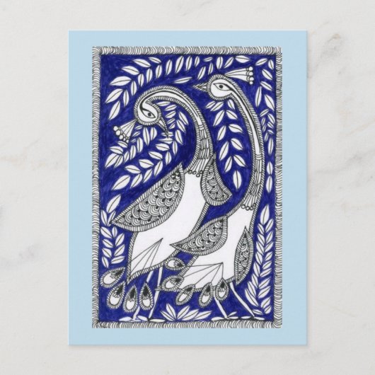 Ancient Blue Kalamkari Post Card Briefkaart (Voorkant)