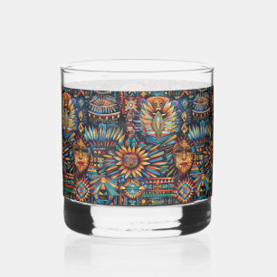 Ancient Blue "Pre-Columbian Tapestry" Art Rocks GL Whisky Glas