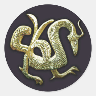 Ancient bronze chinese draak ronde sticker