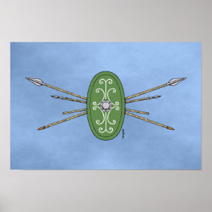 Ancient Celtic Shield and Spears Poster