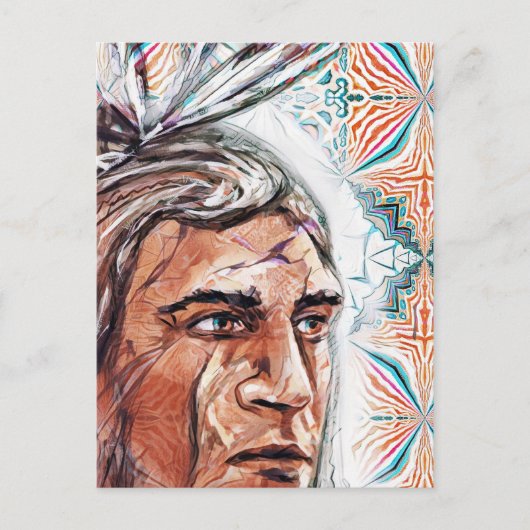 Ancient chieftan en fractaal patroon briefkaart (Voorkant)