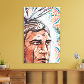 Ancient chieftan en fractaal patroon canvas afdruk (Insitu (Woonkamer))