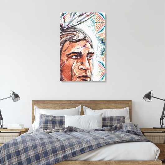 Ancient chieftan en fractaal patroon canvas afdruk (Insitu (Slaapkamer))