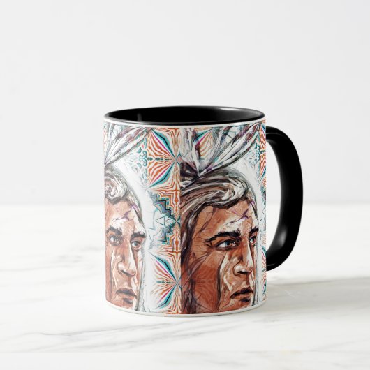 Ancient chieftan en fractaal patroon mok (Voorkant rechts)