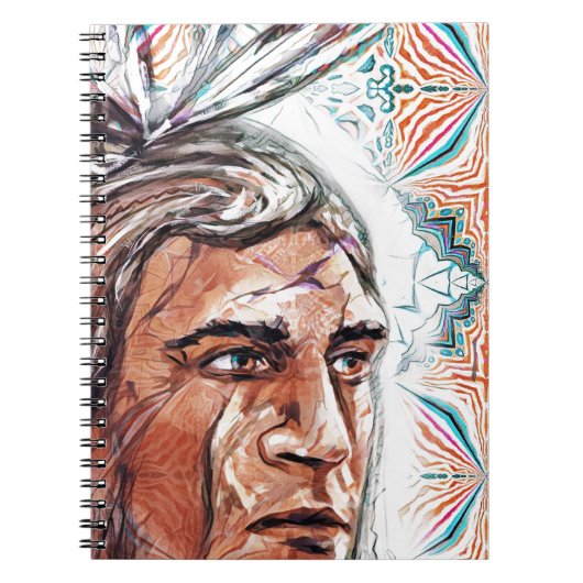 Ancient chieftan en fractaal patroon notitieboek (Voorkant)