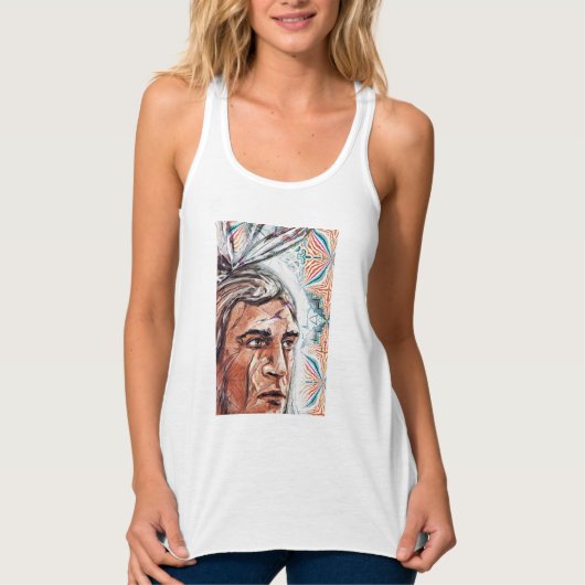 Ancient chieftan en fractaal patroon tanktop (Voorkant)