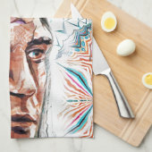 Ancient chieftan en fractaal patroon theedoek (Quarter Fold)