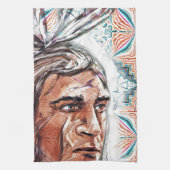 Ancient chieftan en fractaal patroon theedoek (Verticaal)