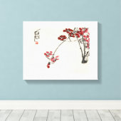 Ancient China Painting-Qi Baishi-Red Wintersweet Canvas Afdruk (Insitu (Houten vloer))