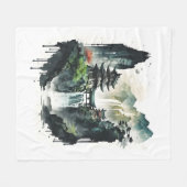 Ancient Chinees inklandschap met waterval Fleece Deken (Voorkant (Horizontaal))