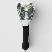 Ancient Chinees inklandschap met waterval Golfheadcover (Voorkant)