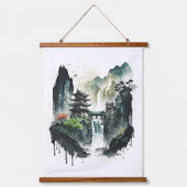 Ancient Chinees inklandschap met waterval Hangend Wandkleed (Voorkant)