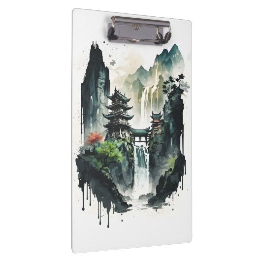 Ancient Chinees inklandschap met waterval Klembord (Rechts)