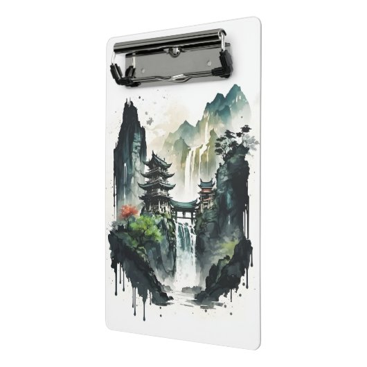 Ancient Chinees inklandschap met waterval Mini Klembord (Angled2)