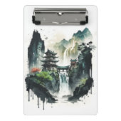 Ancient Chinees inklandschap met waterval Mini Klembord (Voorkant)