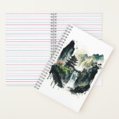 Ancient Chinees inklandschap met waterval Notitieboek (Binnen)