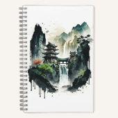 Ancient Chinees inklandschap met waterval Notitieboek (Voorkant)