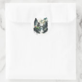 Ancient Chinees inklandschap met waterval Ronde Sticker (Tas)