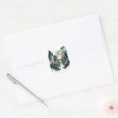 Ancient Chinees inklandschap met waterval Ronde Sticker (Envelop)