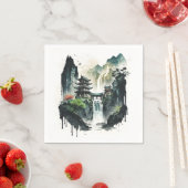 Ancient Chinees inklandschap met waterval Servet (Insitu)
