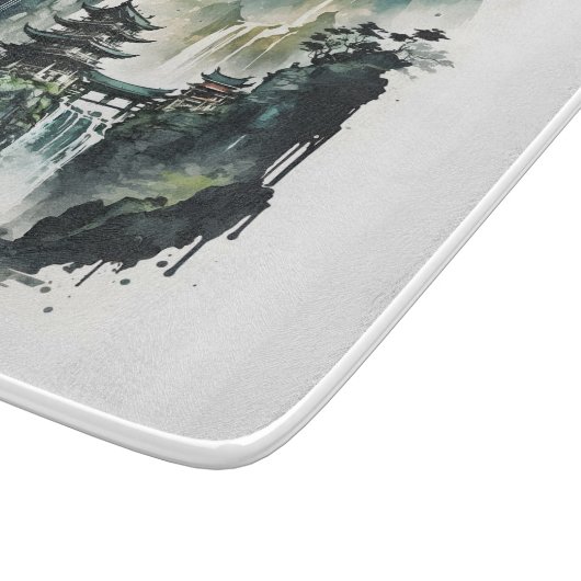 Ancient Chinees inklandschap met waterval Snijplank (Hoek)