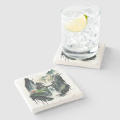 Ancient Chinees inklandschap met waterval Stenen Onderzetter (Zijkant)