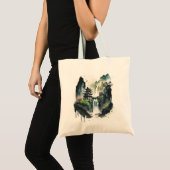 Ancient Chinees inklandschap met waterval Tote Bag (Voorkant (product))