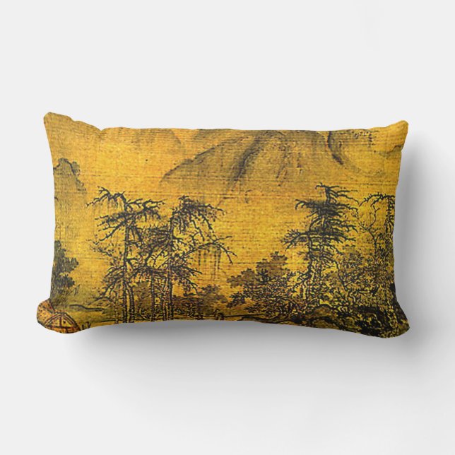 Ancient Chinees landschap buiten Pillow Buitenkussen (Voorkant)