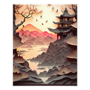 Ancient Chinees scènepapier snijden Foto Afdruk