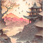 Ancient Chinees scènepapier snijden Sticker (Voorkant)