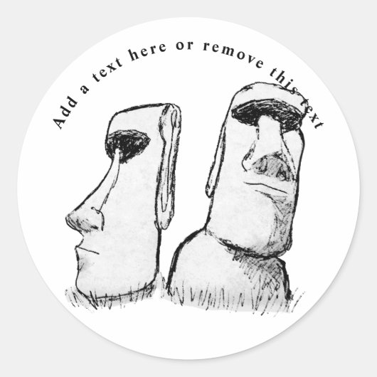 Ancient Easter Island Statues Sketch Ronde Sticker (Voorkant)