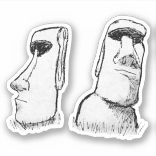 Ancient Easter Island Statues Sketch Sticker