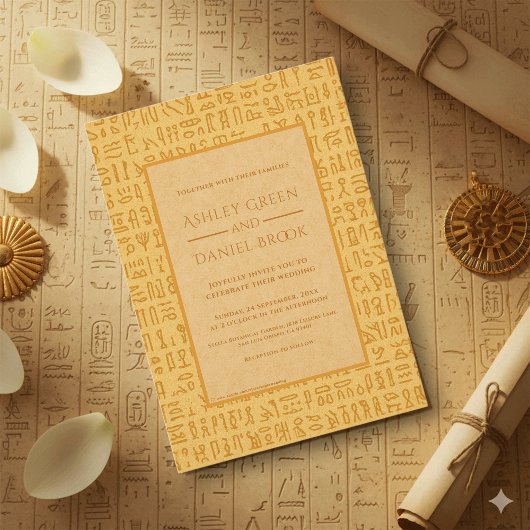 Ancient Egypt Hieroglyphic Motifs Egyptian Wedding Kaart