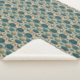 Ancient Egypt Toile de Jouy Green Floral Pattern Sherpa Deken