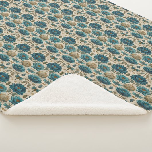 Ancient Egypt Toile de Jouy Green Floral Pattern Sherpa Deken (3/4)