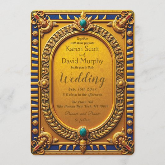 Ancient Egyptian Gold Wedding Invitation (Devant)